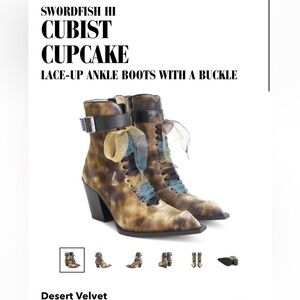 Fluevog Swordfish Hi Cubist Cupcake Lace-Up Ankle Boots with a Buckle